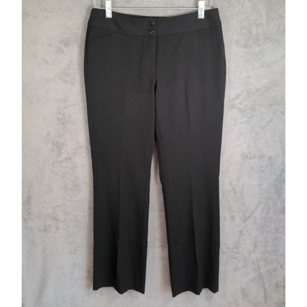 White House Black Market Legacy Sleek Boot Pants Sz 4S Black Flat Front Office